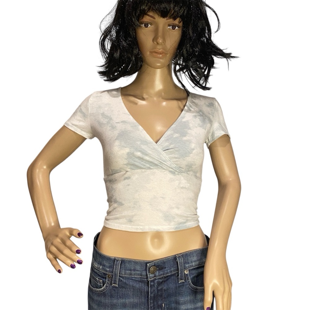 Hollister Criss-Cross Wrapped Tie-Dyed Cropped Baby Tee Shirt Top Size XS VGC